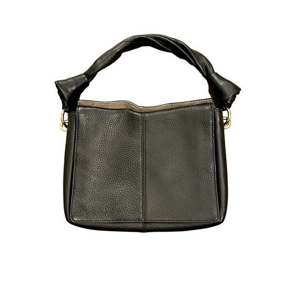 Vince Camuto Black Leather Hobo Shoulder Bag Gold Hardware Zip Lining - Picture 3 of 14